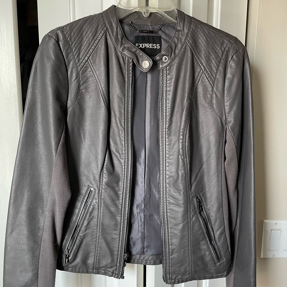 Womens Grey Leather Jacket